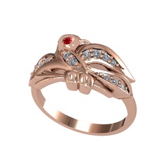 Yavru Martı Yüzük - Garnet ve pırlanta 8 ayar rose altın yüzük (0.195 karat) #1weotih