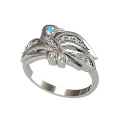 Yavru Martı Yüzük - Akuamarin ve swarovski 8 ayar beyaz altın yüzük #1x22ovk