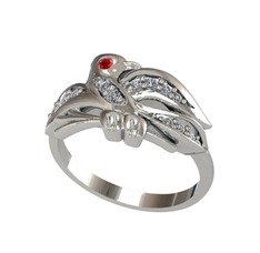 Yavru Martı Yüzük - Garnet ve pırlanta 925 ayar gümüş yüzük (0.195 karat) #8v02n0