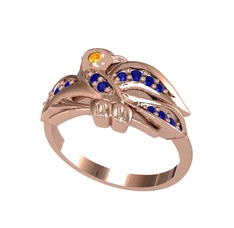 Yavru Martı Yüzük - Sitrin ve lab safir 925 ayar rose altın kaplama gümüş yüzük #e7rmv7