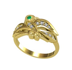 Yavru Martı Yüzük - Kök zümrüt ve beyaz zirkon 925 ayar altın kaplama gümüş yüzük #nao878