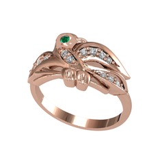 Yavru Martı Yüzük - Yeşil kuvars ve swarovski 14 ayar rose altın yüzük #o91r21
