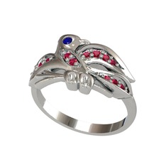 Lab safir ve rodolit garnet 18 ayar beyaz altın yüzük