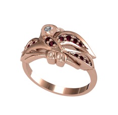 Yavru Martı Yüzük - Elmas ve kök yakut 8 ayar rose altın yüzük (0.02 karat) #pn9r7z