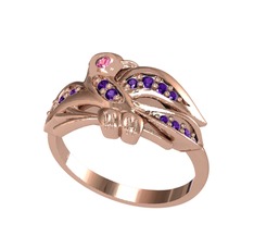 Yavru Martı Yüzük - Pembe kuvars ve ametist 14 ayar rose altın yüzük #qj2oy9