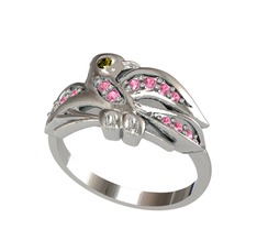 Peridot ve pembe kuvars 925 ayar gümüş yüzük