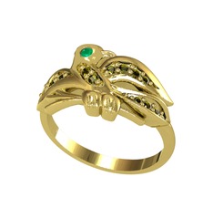 Yavru Martı Yüzük - Kök zümrüt ve peridot 18 ayar altın yüzük #xei8hg