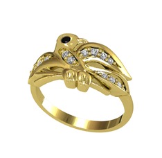 Yavru Martı Yüzük - Siyah zirkon ve swarovski 14 ayar altın yüzük #yxp3ym