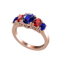 Lab safir ve garnet 14 ayar rose altın yüzük