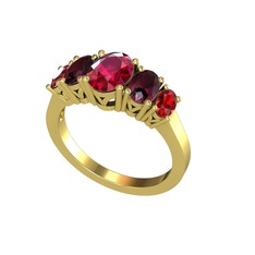 Rodolit garnet, kök yakut ve garnet 18 ayar altın yüzük