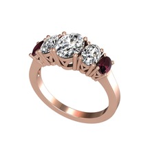 Swarovski, beyaz zirkon ve kök yakut 18 ayar rose altın yüzük