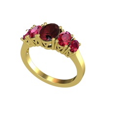 Kök yakut ve rodolit garnet 18 ayar altın yüzük