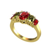 Garnet ve peridot 8 ayar altın yüzük