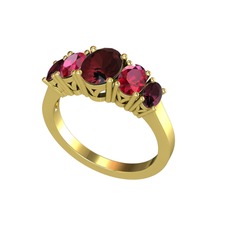 Kök yakut ve rodolit garnet 18 ayar altın yüzük
