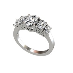 Oval 5 Taşlı Yüzük - Swarovski 14 ayar beyaz altın yüzük #1sakc2g