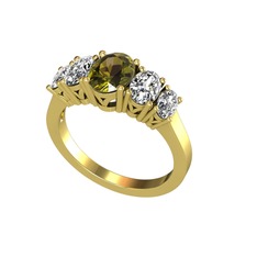 Peridot ve swarovski 14 ayar altın yüzük