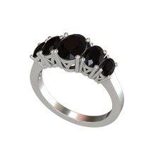 Oval 5 Taşlı Yüzük - Siyah zirkon 925 ayar gümüş yüzük #1w8qwtq