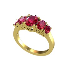 Oval 5 Taşlı Yüzük - Rodolit garnet 8 ayar altın yüzük #5sfwp3