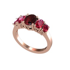 Kök yakut ve rodolit garnet 14 ayar rose altın yüzük