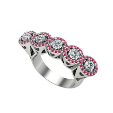 Pırlanta ve rodolit garnet 925 ayar gümüş yüzük (0.7 karat)
