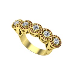 Pırlanta ve garnet 14 ayar altın yüzük (0.7 karat)