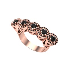 Kalpli 5 Taş Yüzük - Siyah zirkon 18 ayar rose altın yüzük #136j7mc