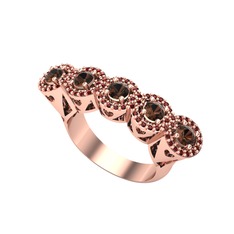 Dumanlı kuvars ve garnet 14 ayar rose altın yüzük