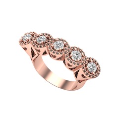 Swarovski ve dumanlı kuvars 14 ayar rose altın yüzük