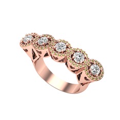 Kalpli 5 Taş Yüzük - Swarovski ve peridot 925 ayar rose altın kaplama gümüş yüzük #1fv5kd3