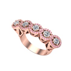 Pırlanta ve pembe kuvars 8 ayar rose altın yüzük (0.7 karat)