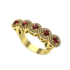 Garnet ve ametist 18 ayar altın yüzük