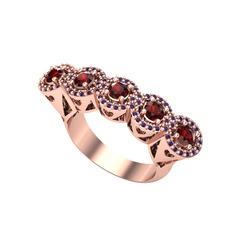 Garnet ve ametist 18 ayar rose altın yüzük