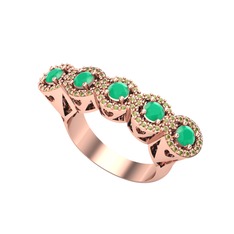 Kalpli 5 Taş Yüzük - Kök zümrüt ve peridot 925 ayar rose altın kaplama gümüş yüzük #1ojothc