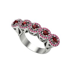 Garnet ve rodolit garnet 18 ayar beyaz altın yüzük