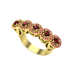 Garnet ve rodolit garnet 14 ayar altın yüzük