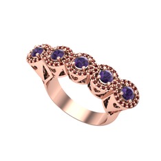 Ametist ve garnet 8 ayar rose altın yüzük