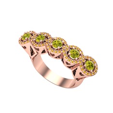 Peridot ve sitrin 8 ayar rose altın yüzük