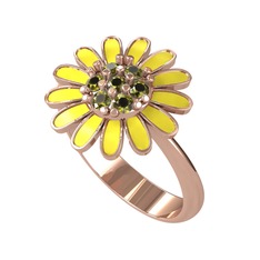 Papatya Yüzük - Peridot 18 ayar rose altın yüzük (Sarı mineli) #1120gpu