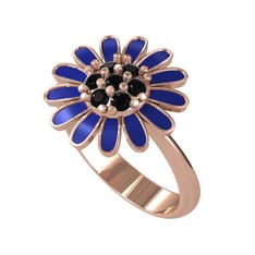 Siyah zirkon 18 ayar rose altın yüzük (Lacivert mineli)