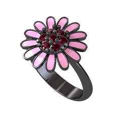 Papatya Yüzük - Kök yakut 925 ayar siyah rodyum kaplama gümüş yüzük (Pembe mineli) #11q0o7c