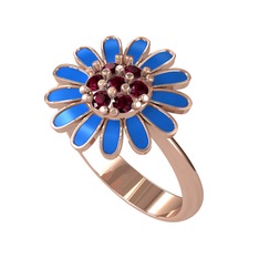 Papatya Yüzük - Kök yakut 14 ayar rose altın yüzük (Mavi mineli) #11xp049