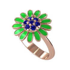 Lab safir 925 ayar rose altın kaplama gümüş yüzük (Yeşil mineli)