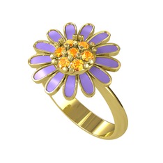 Sitrin 18 ayar altın yüzük (Menekşe mineli)