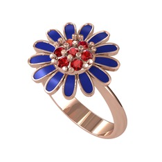 Papatya Yüzük - Garnet 18 ayar rose altın yüzük (Lacivert mineli) #14ce98u