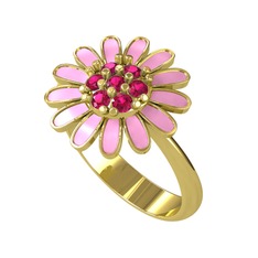 Rodolit garnet 8 ayar altın yüzük (Pembe mineli)