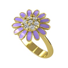 Papatya Yüzük - Swarovski 925 ayar altın kaplama gümüş yüzük (Menekşe mineli) #171iug5
