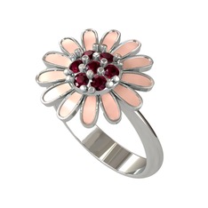 Papatya Yüzük - Kök yakut 18 ayar beyaz altın yüzük (Pastel pembe mineli) #18a3ti5