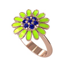 Lab safir 8 ayar rose altın yüzük (Neon yeşil mineli)