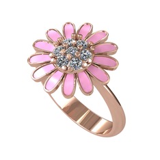Papatya Yüzük - Pırlanta 18 ayar rose altın yüzük (0.077 karat, pembe mineli) #18opcme