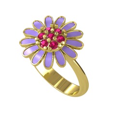 Papatya Yüzük - Rodolit garnet 8 ayar altın yüzük (Menekşe mineli) #199hhxb